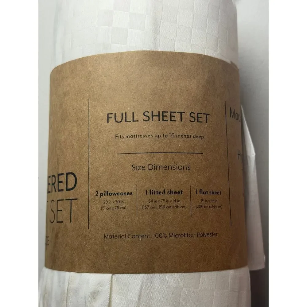 NEW! iEnjoy Home 4PC Checkered Embossed Full Bed Sheet Set in Ivory